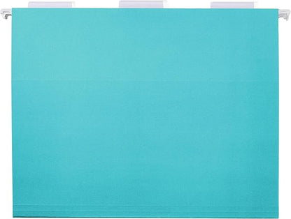 Amazon Basics Hanging File Folders, Letter Size, Aqua, 25-Pack