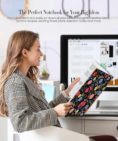 Cute Spiral Notebook Journal for Women, 200 Pages Lined Notebooks 8.5” x 11”, A4 Large Hardcover Spiral Journals with 100 GSM Thick Paper, College Ruled Notebook for Writing Work School, Rose Floral