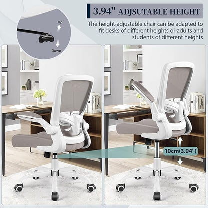 FelixKing Office Chair, Ergonomic Desk Chair with Adjustable Height and Lumbar Support Swivel Chairs, Desk Computer Chair with 90°Flip up Armrests for Conference Room (Gray)