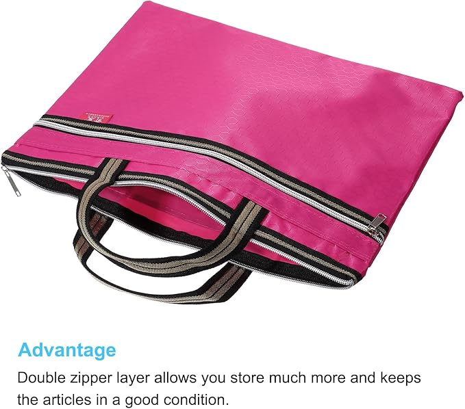 PATIKIL Waterproof Zipper File Bag, Documents Books Tools Storage Zip Pouch for Office Travel, Rose Red