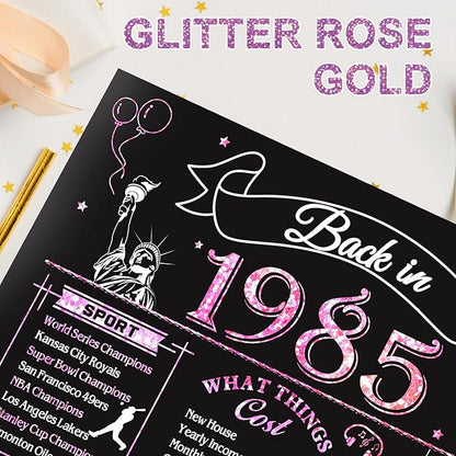 40th Birthday Card for Women Her, Jumbo 3D Pop Up 40th Birthday Gifts, Back In 1985 Happy 40 Year Old Sister Birthday Decorations Cards Card for Wife, Rose Gold