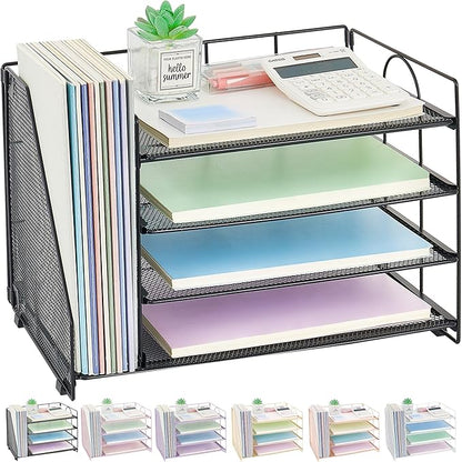 OPNCIE Desk Organizers and Accessories, 4 Tier Paper Letter Tray File Organizer, Office Organization Storage Desk Accessories Workspace Desktop Organizer for Classroom Office Supplies Decor, Black