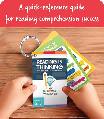 Carson Dellosa Be Clever Wherever Reading is Thinking Things on Rings, Reference Flash Cards Covering Critical Thinking Skills and Strategies for Evaluating Text, Grades 2-5 Flashcards