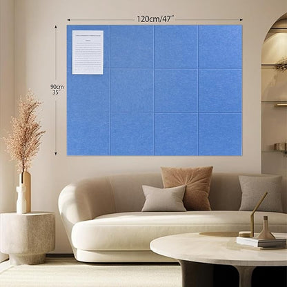 Large Felt Bulletin Board(48" x 36"),Cork Board Alternative,12 Pack Felt Wall Tiles with Safe Removable Adhesive Tabs,Notice Pin Board/Message Board/Vision Board for Office, School & Home