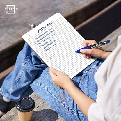 Scribbledo Dry Erase Notebook College Ruled Lined Board 9"x12" Reusable Lined Erasable Ruled Writing Note Pad Lapboard, Blank Whiteboard on Reverse