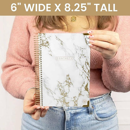 bloom daily planners New Address Book with Alphabetical Tabs - Hardcover Contact Book & Password Book Organizer for Addresses, Phone Numbers, Birthdays & Anniversaries (6” x 8.25”) - Marble