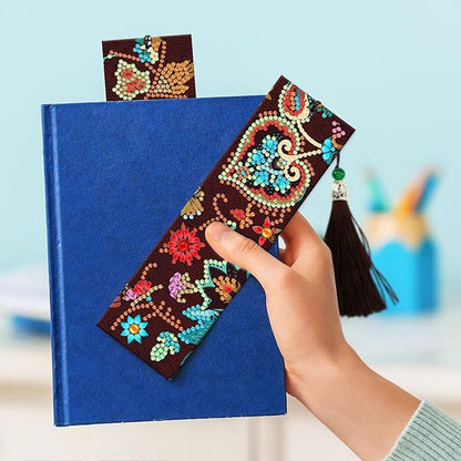 pigpigboss Colorful Flower Bookmark Diamond Painting Kit 2 Pieces Diamond Painting Arts Flower Bookmark Diamond Painting Set for Adult Book Decor Bookmark Diamond Dot (21 X 6 CM)