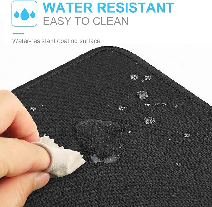 TECKNET Large Mouse Pad, Extended Waterproof Mousepad, Non-Slip Rubber Base-Smooth Cloth Surface-Compatible with Laser and Optical Mouse-Black