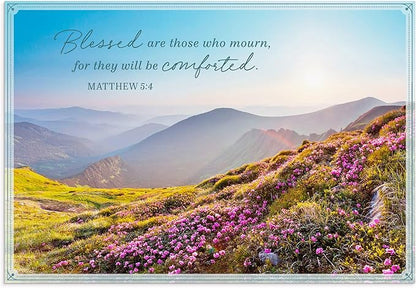 DaySpring - Sympathy - Blessed are Those Who Mourn - 4 Nature Landscape Design Assortment with Scripture - 12 Sympathy Boxed Cards & Envelopes (U0060)