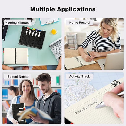 CAGIE 5 Subject Notebook College Ruled 8.5x11 240 Pages Spiral Notebook with Dividers Tabs A4 Notebooks for School Work Organization Note Taking, Black