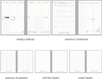 Doodle Academic Planner 2024-2025 | July 2024 - August 2025 | Weekly & Monthly Planner | Space for Creativity | Planner stickers included | Black cover | 120gsm paper