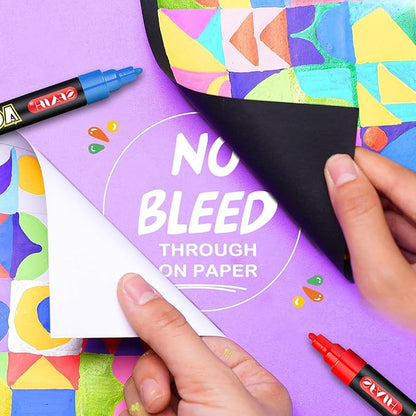 SFAIH Acrylic Creative Markers - 3mm Replaceable Nibs 8 Colors, Large Ink Capacity, Ultra-High Coverage, Non-Bleeding Water-Based Ink, Drawing Markers for Art Supplies, Wood, Fabric, Rock Painting