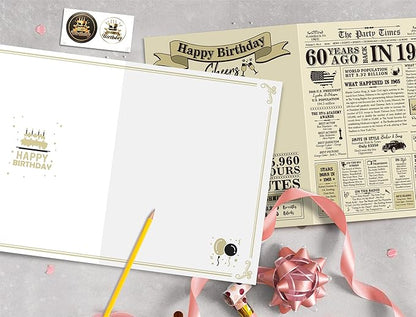 Funny 60th Birthday Gifts for Women Men, Jumbo 60th Birthday Card for Men, Happy 60th Birthday Card for Mom Dad Grandma, Gifts for 60 Year Old Woman, Vintage Back in 1965, 60th Birthday Decorations