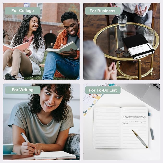 CAGIE Lined Journal Notebook for Women Men 320 Pages 100 Gsm Paper Thick Journaling Notebooks A5 Leather Journals for Writing Hardcover Journal Supplies for Work Note Taking Diary, 5.7x8.3 In, Green