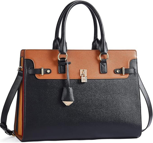 Telena Laptop Tote Bag for Women, 15.6 Inch Shoulder Tote Bag Leather Briefcase for Women, Large Capacity Handbag Bags