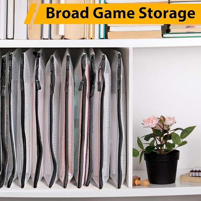 24pcs A4 Mesh Zipper Pouch File Bags, Black Reusable Zipper Bags for Organizing Storage, Waterproof Puzzle Bag, Zipper File Bags for Board Game Storage and School Office Supplies