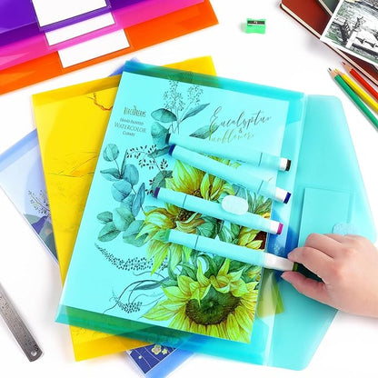 Tamaki 6 Pack Plastic Envelopes Poly Envelope Folder Clear Document Plastic File Folders Organization with Hook & Loop Closure, Letter Size/A4 Size, Envelope Folders for School Office