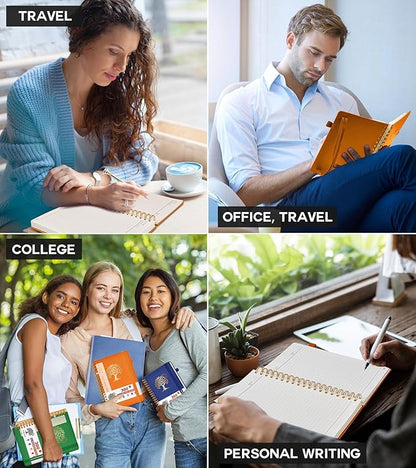 Large Spiral Notebook Journal for Women Men - 300 Numbered Lined Pages, College Ruled, A4 Hardcover Spiral Bound Notebook for School, Work, Note Taking, Writing, Leather Spiral Journal 8.5"x11"