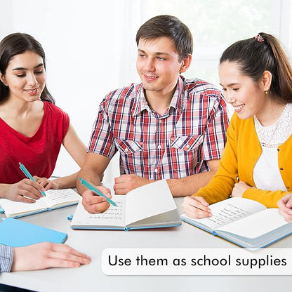 feela 5 Pack Notebooks Journals Bulk, Hardcover Classic Ruled Lined Journals with Pen Holder for Women Girls School Business Supplies, with 5 Black Pens, 120 GSM, 5.1”x8.3”, A5, Blue