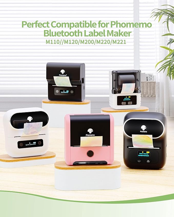 M110 Thermal Labels,Compatible with Phomemo M110/M221/M220/M120/M200/M110S,1.57"x1.18"(40mm*30mm),Multi-Purpose Thermal Sticker for Business/Mailing/Barcode/Home,230Labels/roll,Blue/Pink/Khaki