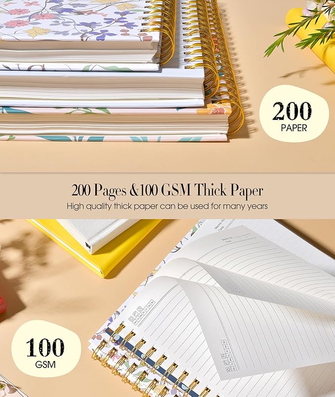 Cute Spiral Notebook Journal for Women, 160 Pages Lined Notebooks 5.75” x 8.38”, A5 Hardcover Spiral Journals with 100 GSM Thick Paper, College Ruled Notebook for Writing Work School, Navy Dots