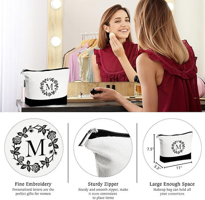 YOOLIFE Personalized Gifts for Women, Initial Canvas Tote Bag for Women Beach Bag Unique Best Friend Mom Gifts From Daughter Teacher Sister Wife Wedding Gifts Birthday Gifts Graduation Gift for Her L