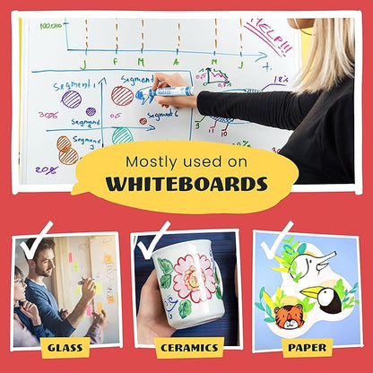 Chalkola Dry Erase Markers Bulk Pack of 60 Colors (15x Black, Red, Green Blue), White Board Markers Dry Erase Pens - Low odor Whiteboard Pens for Kids, Home, Office & Back to School Supplies