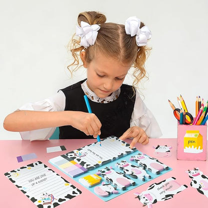 B1ykin Sticky Notes Set - Cartoon Theme Cute Self-Stick Notes Pad Teacher Appreciation Gifts， Self-Adhesive Writing Memo Pages Sticky to Do Notepad for Kids Employee School Office (Funny Cow)