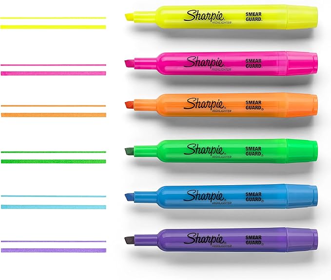 Sharpie Tank Highlighters, Chisel Tip, Fluorescent Yellow, 12 Count