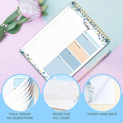 To Do List Notepad - To Do List Notebook for Work with 52 Sheets, 6.5" x 9.8" Checklist Productivity Organizer with Hourly Schedule for Task Management-Azure