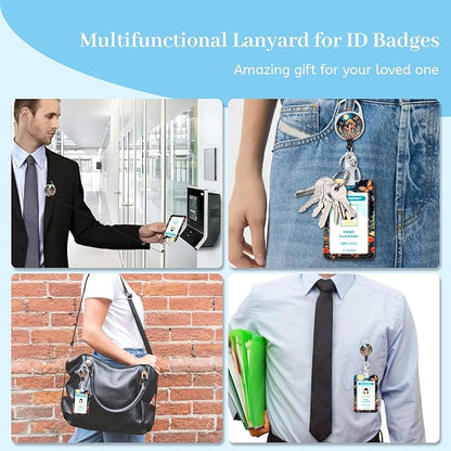 Lanyards for Id Badges, Mushroom Badge Holder with Retractable Reel Clip, Cute Work Name Tags Keychain Lanyard ID Card Protector Cover Case for Women Teacher Nurse Nursing Doctor Office