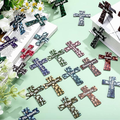 48 Pcs Magnetic Bookmarks Christmas Bible Gift Christian Scripture Inspirational Book Marks Bible Verse Cross Bookmark Magnetic Page Clips for Women Men School Reading Gifts(Marble Style)