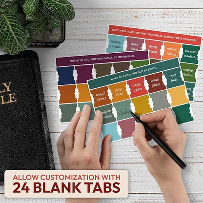 Bible Tabs for Women, Men, Kids, 90 Large Print Bible Index Tabs for Study Bible, Laminated Easy-to-Read Label, Christian Gift for Church, Boho