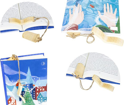 Handmade Wooden Book Page Holder - Wooden Thumb Bookmark - Novel Reading Accessories, Book Gadgets, Presents for Readers, Book Lovers Gifts, Bookworm (Maple Natural)