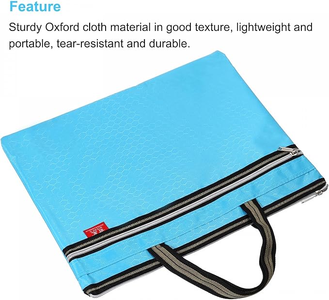 PATIKIL Waterproof Zipper File Bag, Documents Books Tools Storage Zip Pouch for Office Travel, Light Blue