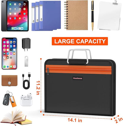 Fireproof Accordion File Organizer with 13 Pocket, Document Organizer with Handle & Labels, Expanding File Folder Multi-Layer Portable Home Travel Storage for Letter A4 Files and More