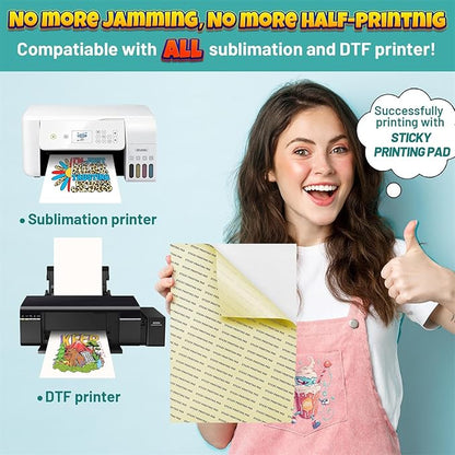 DTF Transfer Film, 50 Sheets 8.5"*11" DTF Paper with Smart Printing Pad for All Sublimation&DTF Printers,DTF Film for Sublimation Hack,Upgraded Premium Direct to Film for All Fabrics
