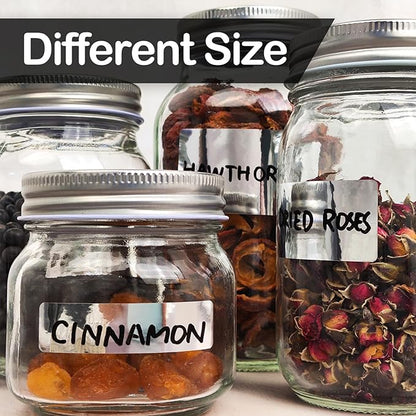 170Pcs Brightsilver Removable Labels for Jars,for Storage Bins,for Food Containers with 2 Liquid Chalk Marker(Brightsilver)