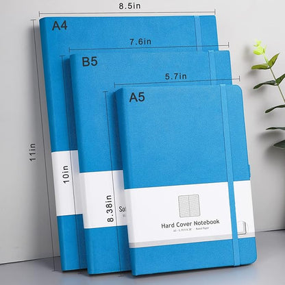 AHGXG Lined Journal Notebook - Thick Journal 320 Pages, A4 Large Notebook College Ruled, 8.5''×11'', 100gsm Thick Paper, Leather Softcover Notebook for Work School - Blue