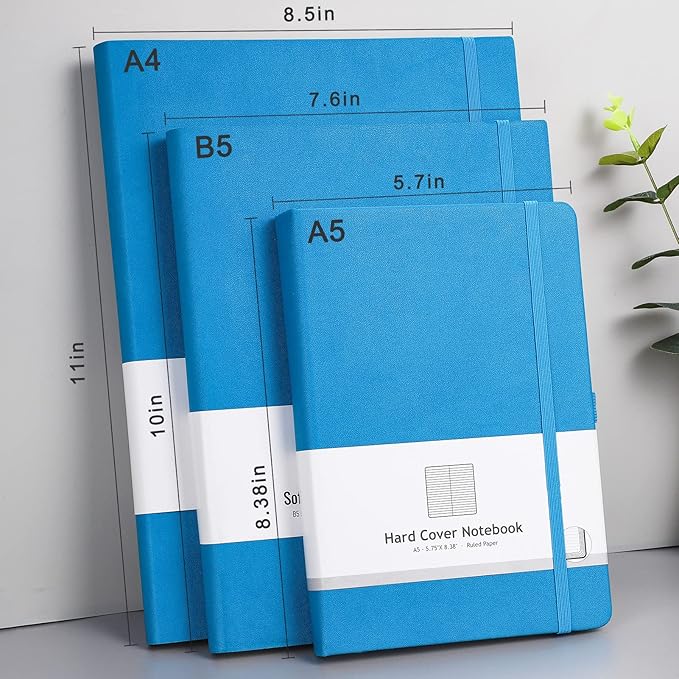AHGXG Thick Journal Lined Notebook - 320 Numbered Pages A5 Notebook College Ruled Journal for Writing, 100gsm Lined Paper, Leather Hardcover, for Women Men Work Office School, 5.75'' X 8.38''-Blue