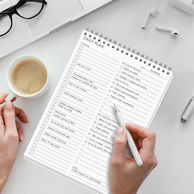 Hourly Schedule Planner To Do List Notepad Daily Planner 52 Double-Sided Sheets Notebook, 6.5" x 9.8",17 Hours for Organizing Work & Personal Life