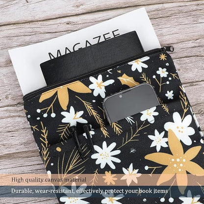 Book Sleeve Book Covers Book Protector Floral Printed with Zipper Washable Fabric for Teen Adult Book Lover Teacher Student(Medium,11 X 8.7 Inch)…