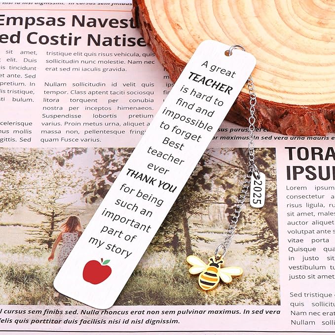 Teacher Christmas Gifts, Teacher Appreciation Gifts, Teacher Gifts for Women, Cute Bee Bookmark Gifts for Teachers, Teacher Thank You Gifts, Valentines Day Gifts for Teachers, Teacher Retirement Gift