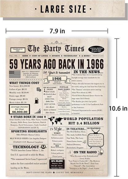 Funny 59th Birthday Card for Her Him, Retro 59th Birthday Decorations for Women Men Mom Dad, Large 59 Years Old Bday Gift Ideas