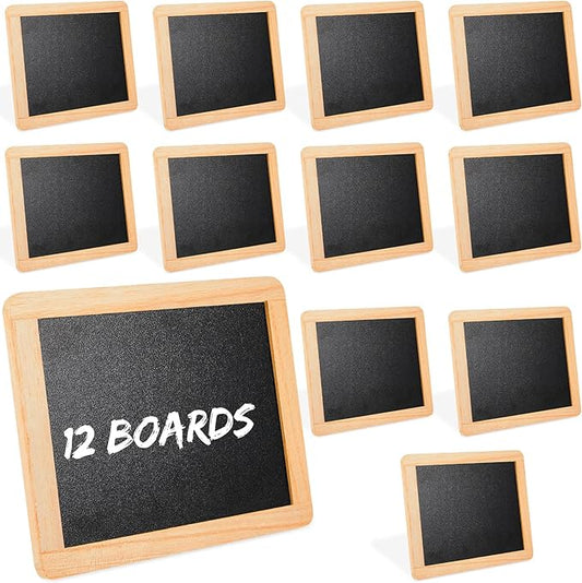 Chinco 12 Pcs Small Slate Chalkboard Mini Chalk Board with Frames Mini Board Signs School Supplies for Classroom Home Office