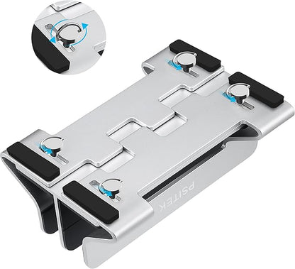 Aluminum Dual Vertical Laptop Stand Dock Holder, Supports 2 Devices, Adjustable Slot Width 15-36mm, Space-Saving Upright Storage for MacBook and Laptops