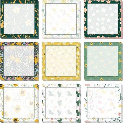 9 Pieces Flower Sticky Notes Adhesive Flower Memo Notes Self-Stick Note Pads for School Office Home Supplies Students Teachers Present, 9 Styles