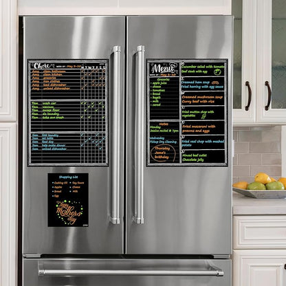 JJPRO Magnetic Dry Erase Menu and Chore Chart Blackboard for Fridge-Weekly Meal Planner Chalkboard,Behavior Chart Chalkboard for Multiple Kids with Notepad Blackboard