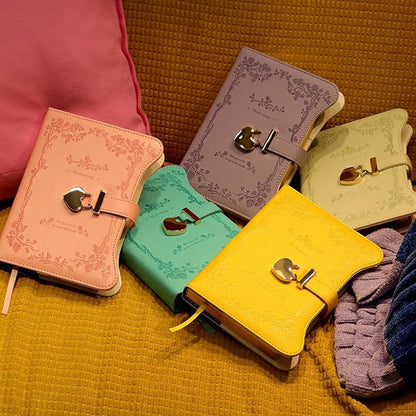 Diary with Lock and Keys for Girls Gift Ideas, 360 Gold Edged Pages Journal for Women, B6 Refillable Notebook for Writing with Pen and Bookmark (Garden Matcha)