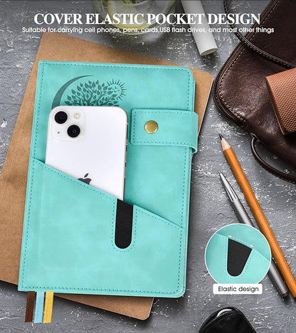 Blank Journal Notebook, A5 Hardcover Leather Sketchbook with 200 Pages Thick Blank Paper for Men Women, Unlined Drawing & Writing Journal, 5.9" x 8.4" Plain Notebook (blue)